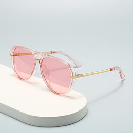 jkthpu-45 C4 Pink Chic Jelly Frame Large Glasses Trendy SemiMetal Style
