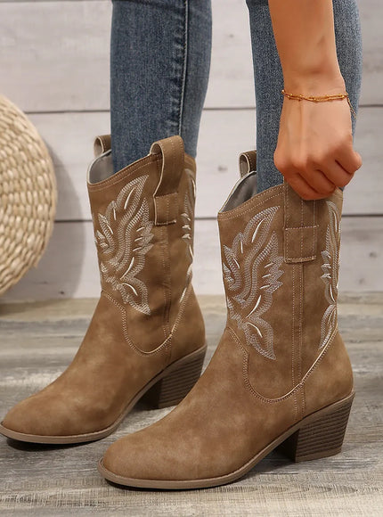 KissICON camel / 41 Shoes for Women New Embroidered Western Cowboy Boots