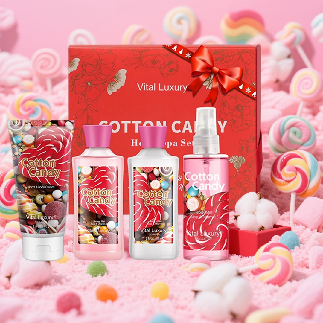 KissICON Candy / 4 pcs Candy Spa Gift Set Cotton Candy Scent Bath