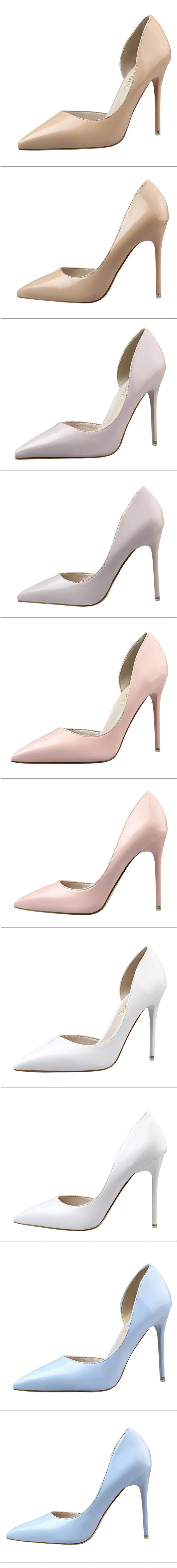 KissICON Candy Color Patent Leather Shallow Mouth Pointed Toe