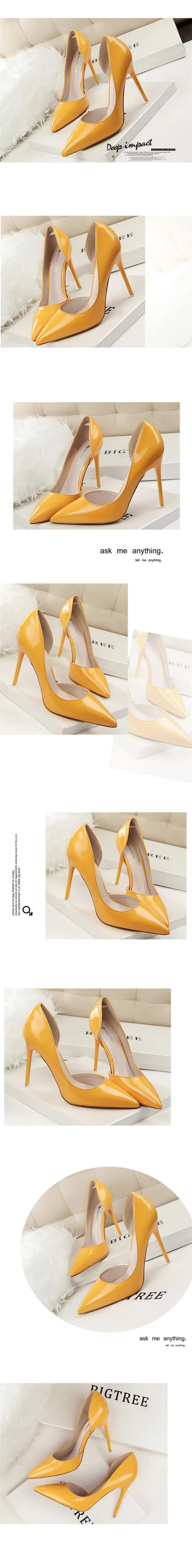 KissICON Candy Color Patent Leather Shallow Mouth Pointed Toe