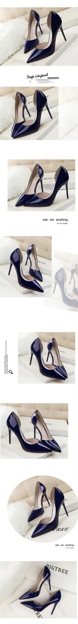 KissICON Candy Color Patent Leather Shallow Mouth Pointed Toe