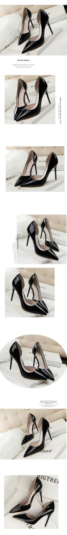 KissICON Candy Color Patent Leather Shallow Mouth Pointed Toe