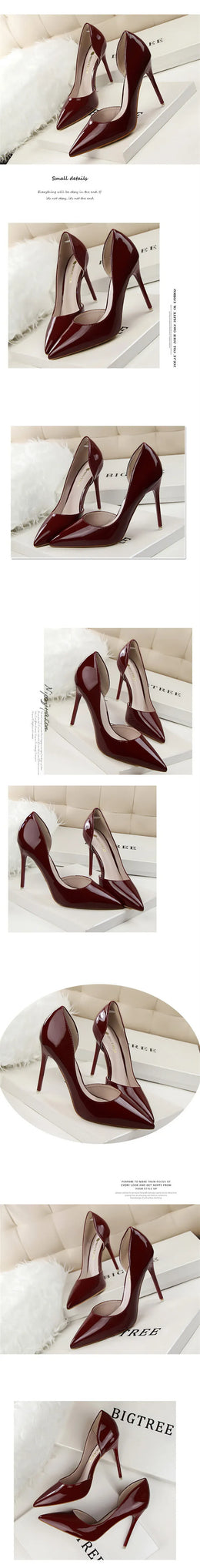KissICON Candy Color Patent Leather Shallow Mouth Pointed Toe