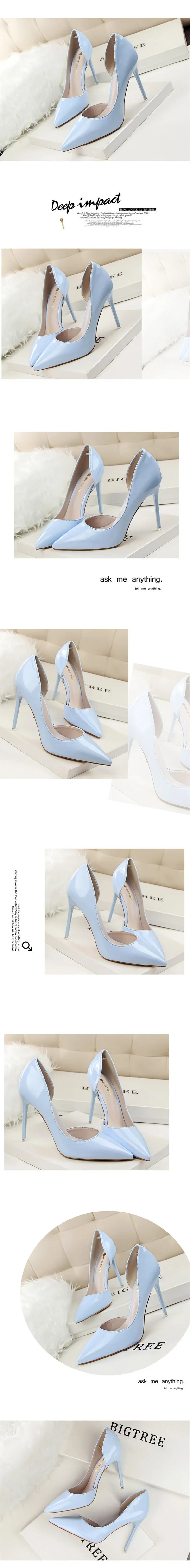 KissICON Candy Color Patent Leather Shallow Mouth Pointed Toe