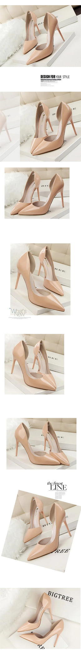 KissICON Candy Color Patent Leather Shallow Mouth Pointed Toe