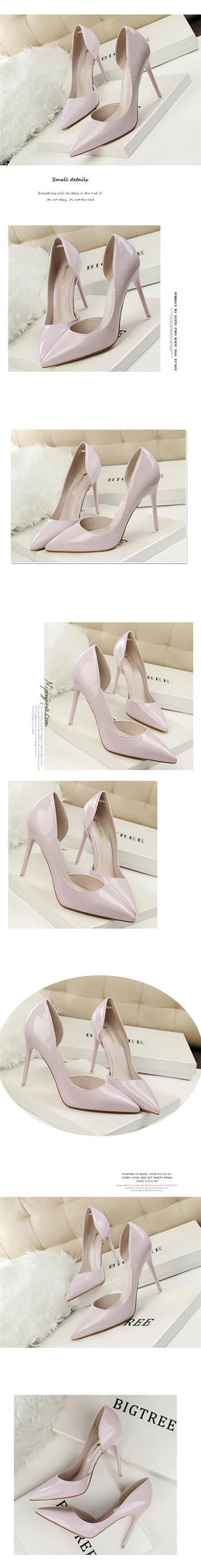 KissICON Candy Color Patent Leather Shallow Mouth Pointed Toe
