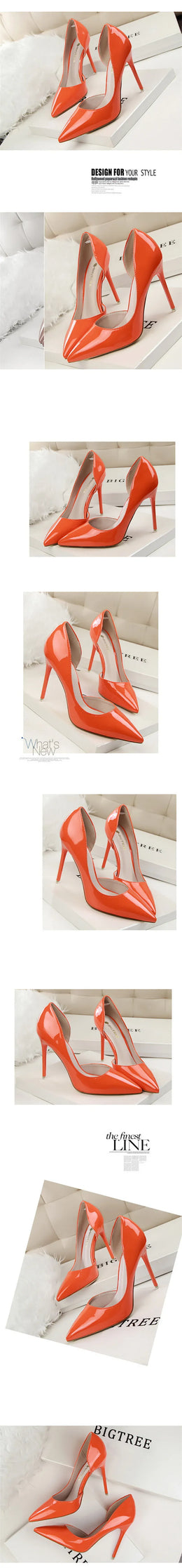 KissICON Candy Color Patent Leather Shallow Mouth Pointed Toe