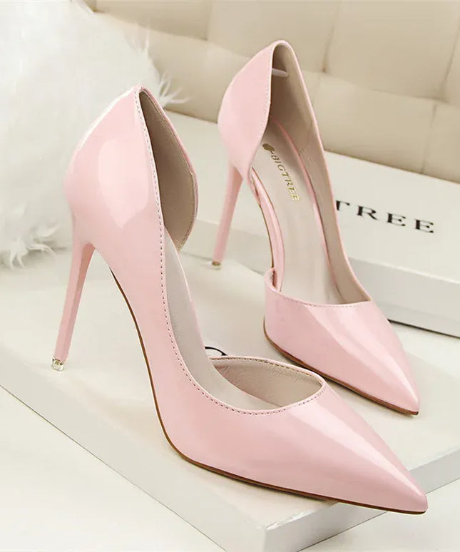 KissICON Candy Color Patent Leather Shallow Mouth Pointed Toe