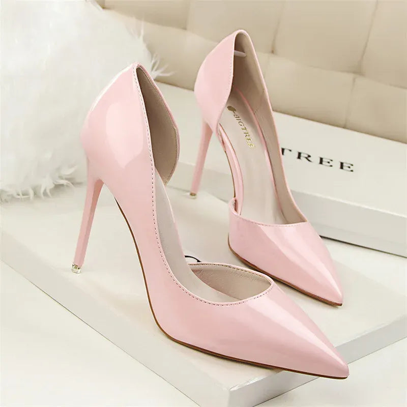 KissICON Candy Color Patent Leather Shallow Mouth Pointed Toe