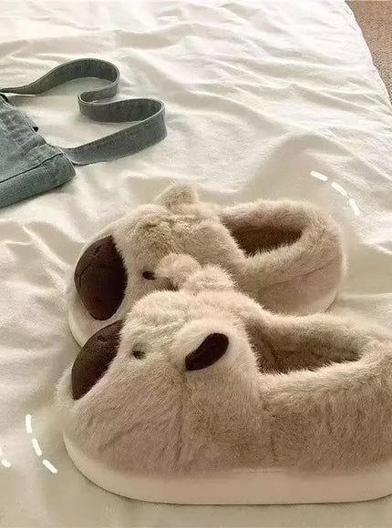 KissICON Capybara Slippers Women Winter One Word Cotton Cartoon