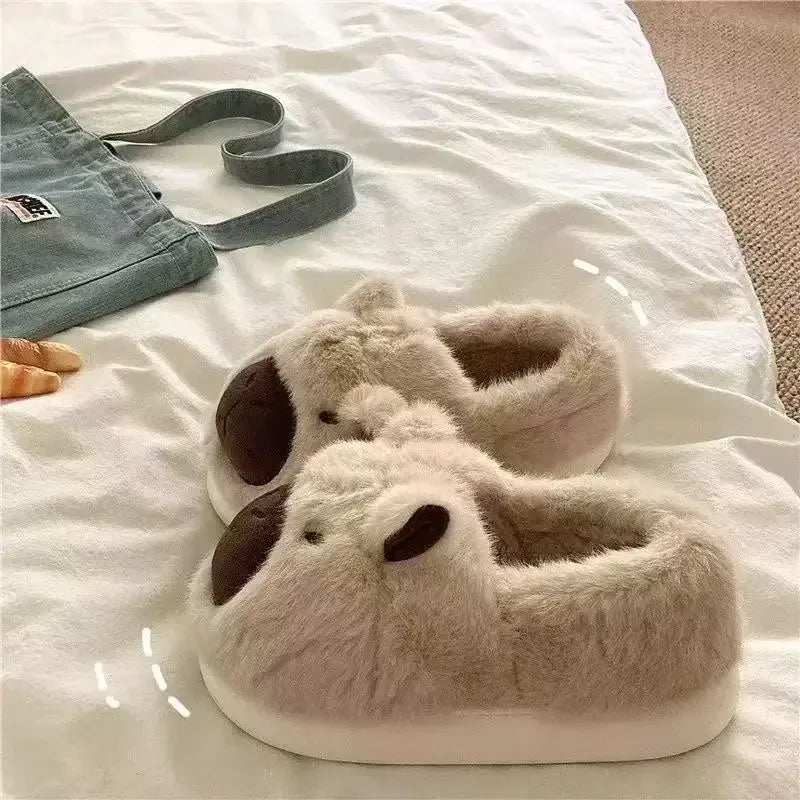 KissICON Capybara Slippers Women Winter One Word Cotton Cartoon