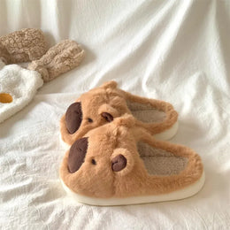 KissICON Capybara Slippers Women Winter One Word Cotton Cartoon