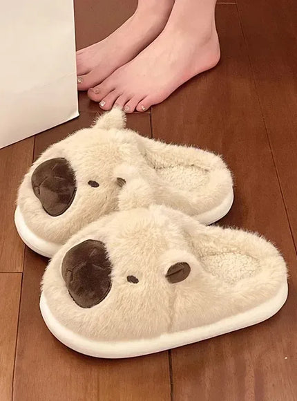 KissICON Capybara Slippers Women Winter One Word Cotton Cartoon