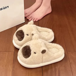 KissICON Capybara Slippers Women Winter One Word Cotton Cartoon