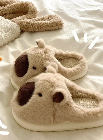 KissICON Capybara Slippers Women Winter One Word Cotton Cartoon