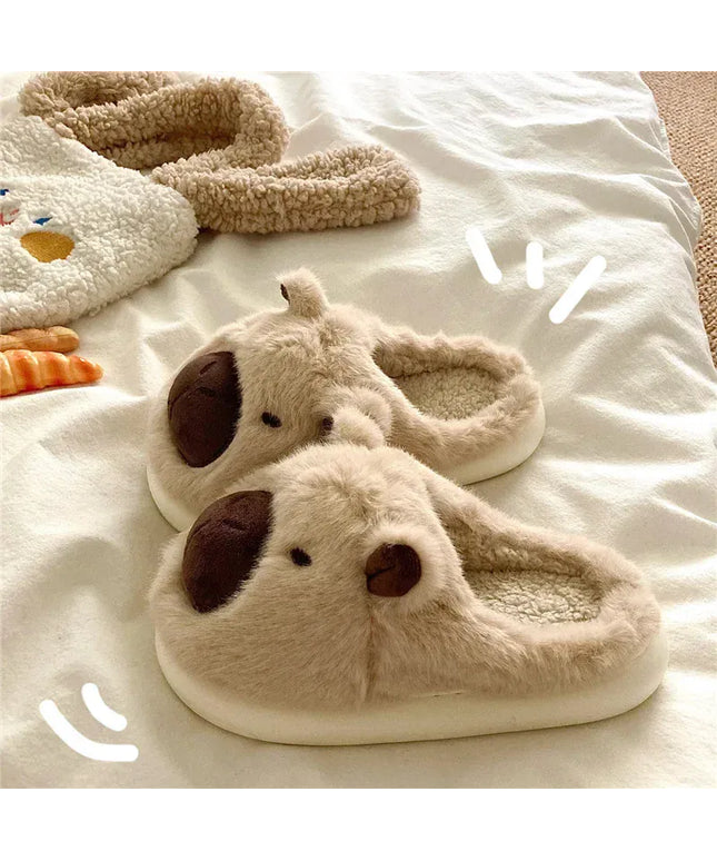 KissICON Capybara Slippers Women Winter One Word Cotton Cartoon