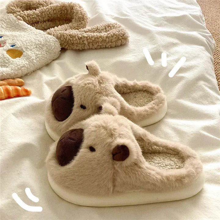 Capybara Slippers Women Winter One Word Cotton Cartoon