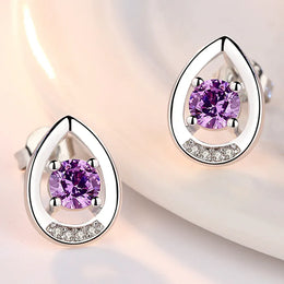 KissICON carefully selected 12 Drop Earrings Women Engagement Party Exquisite Ear Accessories Fashion Jewelry Temperament Sweet Pink Pear Cubic Zirconia