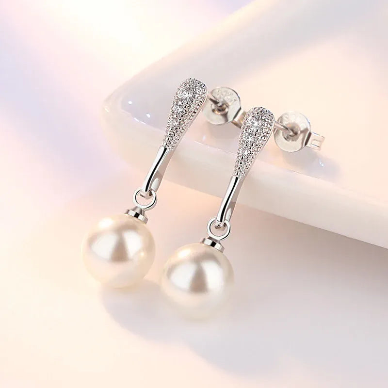 KissICON carefully selected 32 Drop Earrings Women Engagement Party Exquisite Ear Accessories Fashion Jewelry Temperament Sweet Pink Pear Cubic Zirconia