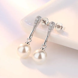 KissICON carefully selected 32 Drop Earrings Women Engagement Party Exquisite Ear Accessories Fashion Jewelry Temperament Sweet Pink Pear Cubic Zirconia