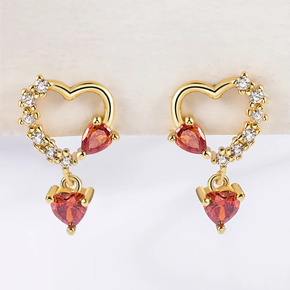 KissICON carefully selected 37 Drop Earrings Women Engagement Party Exquisite Ear Accessories Fashion Jewelry Temperament Sweet Pink Pear Cubic Zirconia