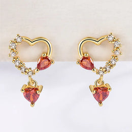 KissICON carefully selected 37 Drop Earrings Women Engagement Party Exquisite Ear Accessories Fashion Jewelry Temperament Sweet Pink Pear Cubic Zirconia