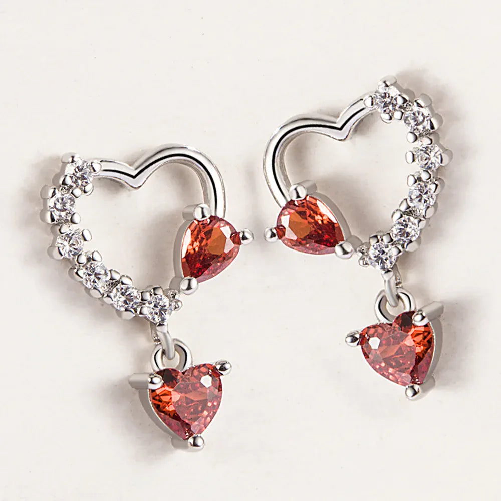 KissICON carefully selected 38 Drop Earrings Women Engagement Party Exquisite Ear Accessories Fashion Jewelry Temperament Sweet Pink Pear Cubic Zirconia