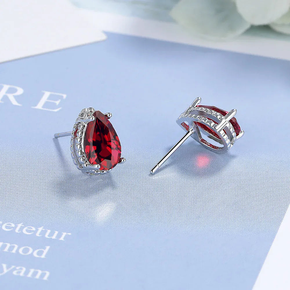 KissICON carefully selected 41 Drop Earrings Women Engagement Party Exquisite Ear Accessories Fashion Jewelry Temperament Sweet Pink Pear Cubic Zirconia