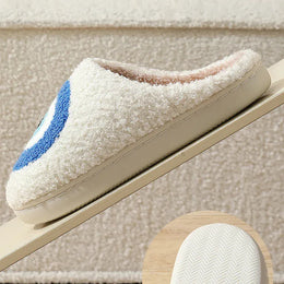 KissICON Cartoon Eyes Cotton Slippers for Women Soft Soles
