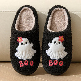 KissICON Cartoon Halloween Ghost Cotton Slippers Women Winter Cute
