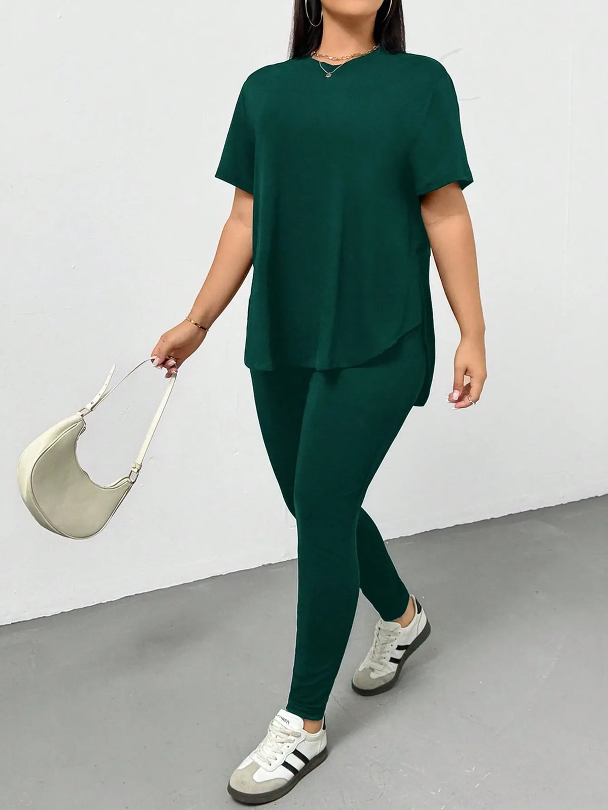 CURVE Casual Sports Short-Sleeved T-Shirt And Leggings Two Pieces Set