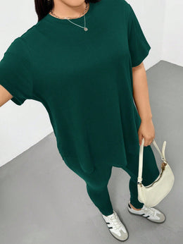 CURVE Casual Sports Short-Sleeved T-Shirt And Leggings Two Pieces Set