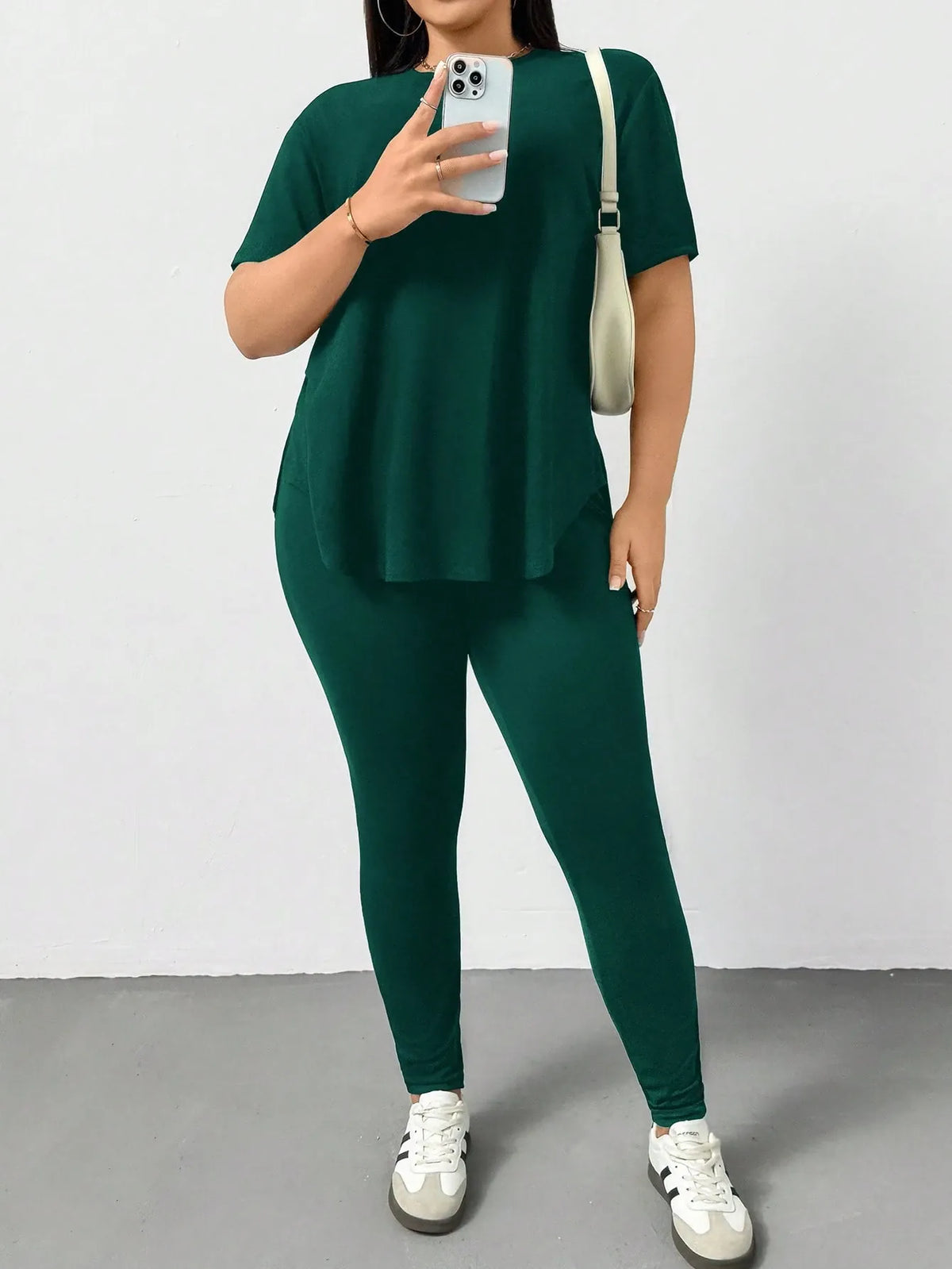 CURVE Casual Sports Short-Sleeved T-Shirt And Leggings Two Pieces Set