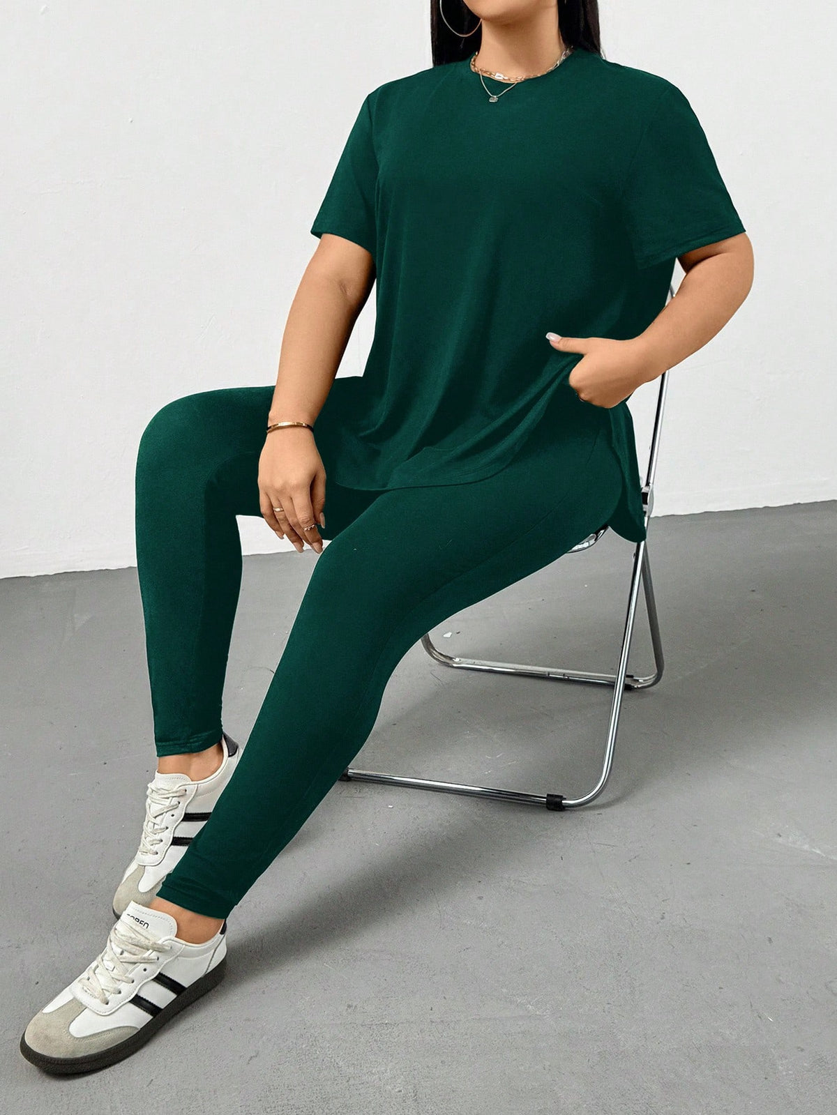 CURVE Casual Sports Short-Sleeved T-Shirt And Leggings Two Pieces Set