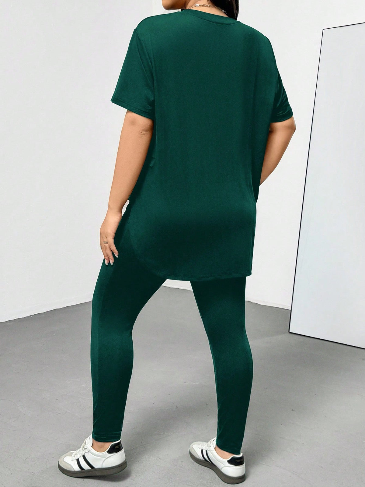 CURVE Casual Sports Short-Sleeved T-Shirt And Leggings Two Pieces Set