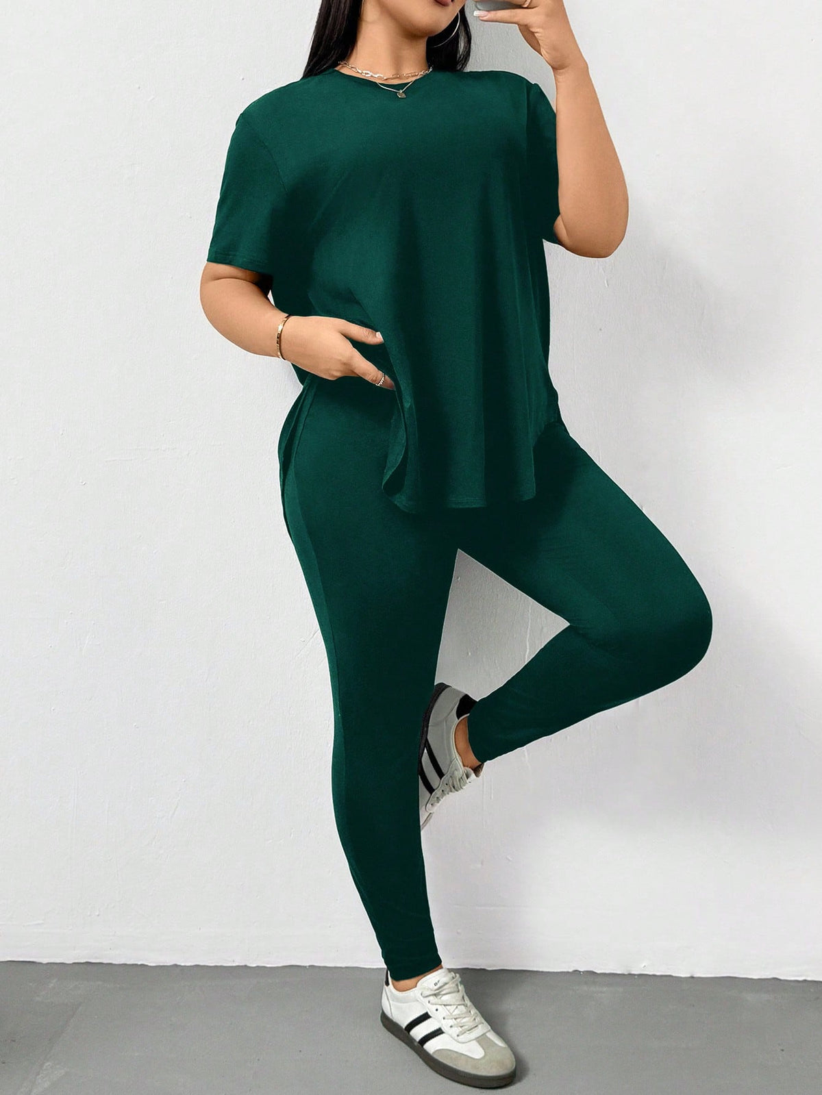 CURVE Casual Sports Short-Sleeved T-Shirt And Leggings Two Pieces Set