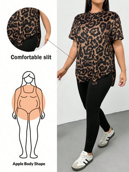 CURVE Casual Sports Short-Sleeved T-Shirt And Leggings Two Pieces Set