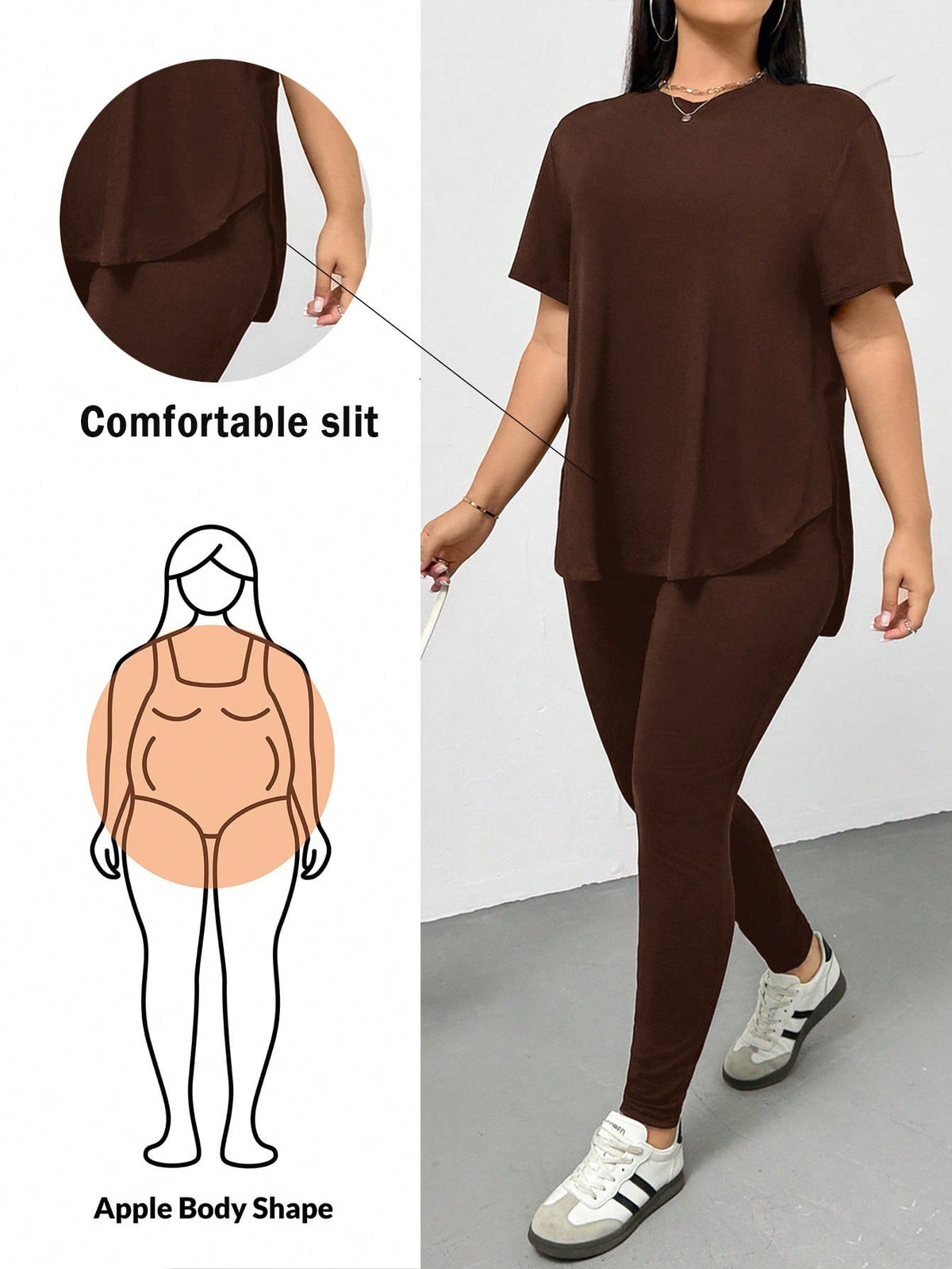 CURVE Casual Sports Short-Sleeved T-Shirt And Leggings Two Pieces Set