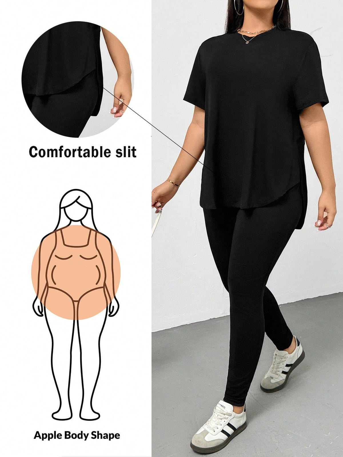 CURVE Casual Sports Short-Sleeved T-Shirt And Leggings Two Pieces Set