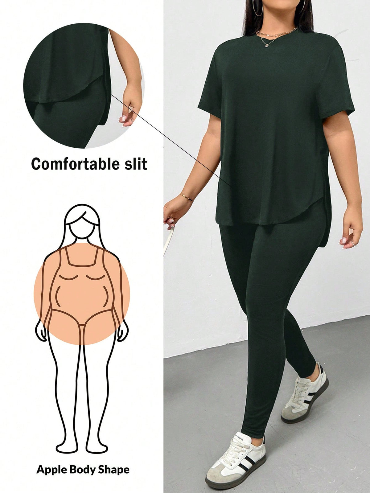 CURVE Casual Sports Short-Sleeved T-Shirt And Leggings Two Pieces Set