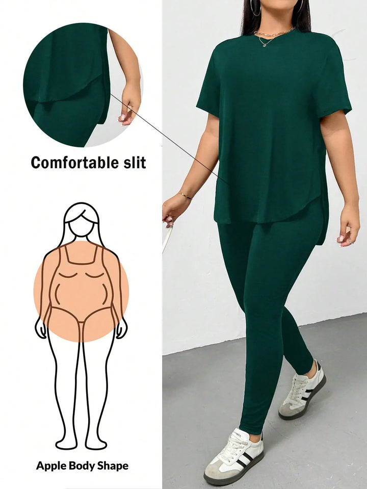 Casual Sports Short-Sleeved T-Shirt And Leggings Two Pieces Set