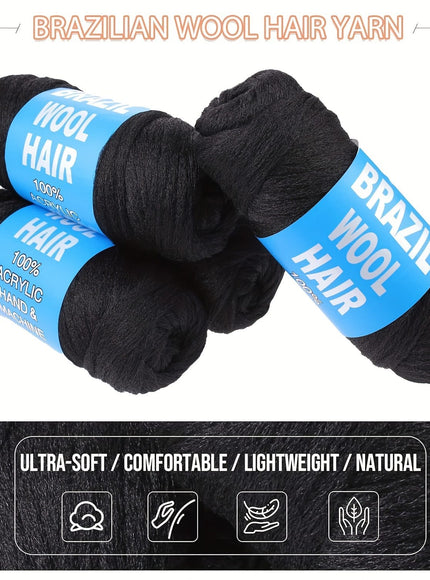 8 Pcs Black Wool Hair Braiding Crochet Extensions Bra