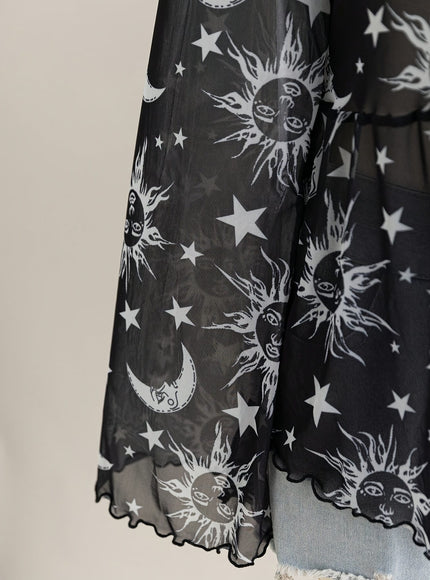 jkthpu-45 Celestial Vibes Plus Size Sheer Bell Sleeve Top