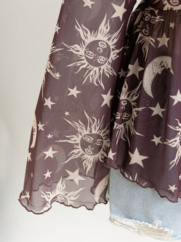 jkthpu-45 Celestial Vibes Plus Size Sheer Bell Sleeve Top