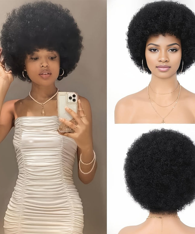 Afro Kinky Curly Wig Elastic Cap