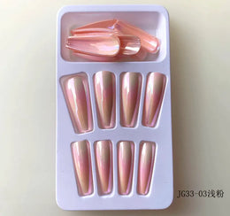 KissICON CH08 Long Press On Nails T-shape French Oval Fake