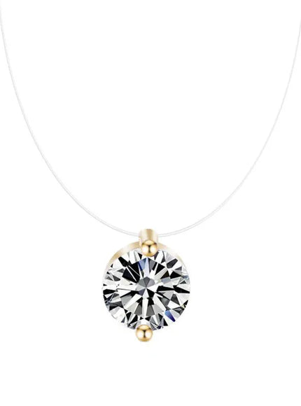 KissICON Champagne gold Kissicon Zircon Necklace – Clear Pendant Shine