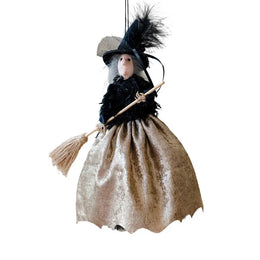 KissICON Champagne Halloween Witch Doll Decoration Cute Spooky Retro Festival Decoration Witch Doll Halloween Tree Ornaments for Haunted House Bar