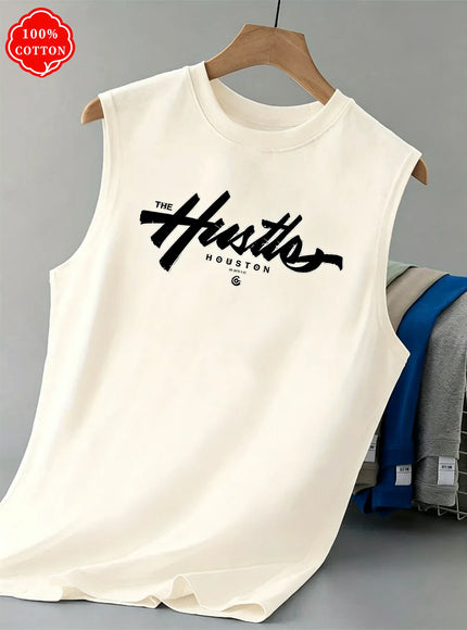 KissICON Champagne / XXXL Hustle Houston Cotton Mens Loose Sleeveless Summer Vest